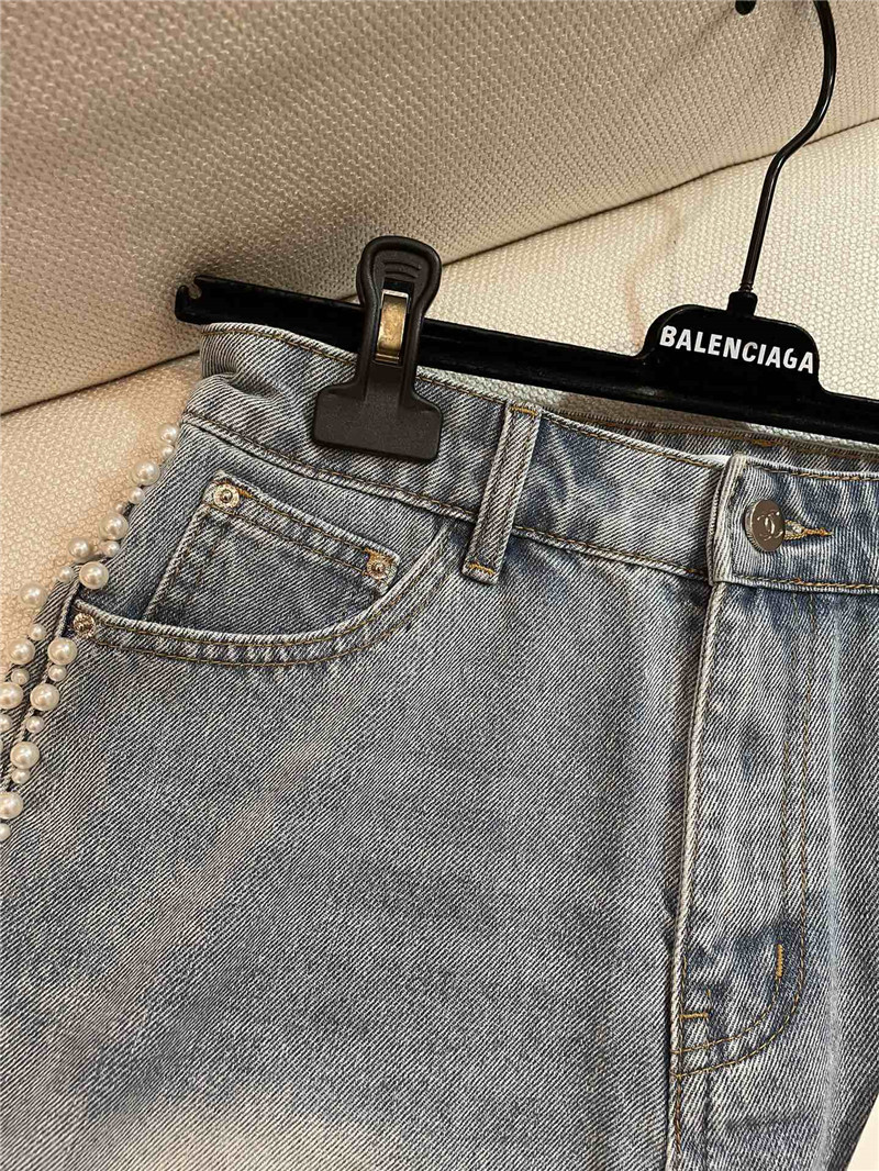 Ch**el beaded denim shorts replica d&g clothing