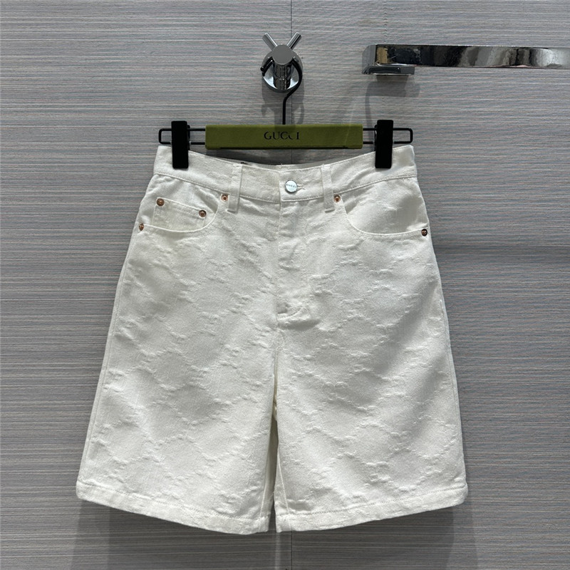 Gucci jacquard white denim shorts replica designer clothes