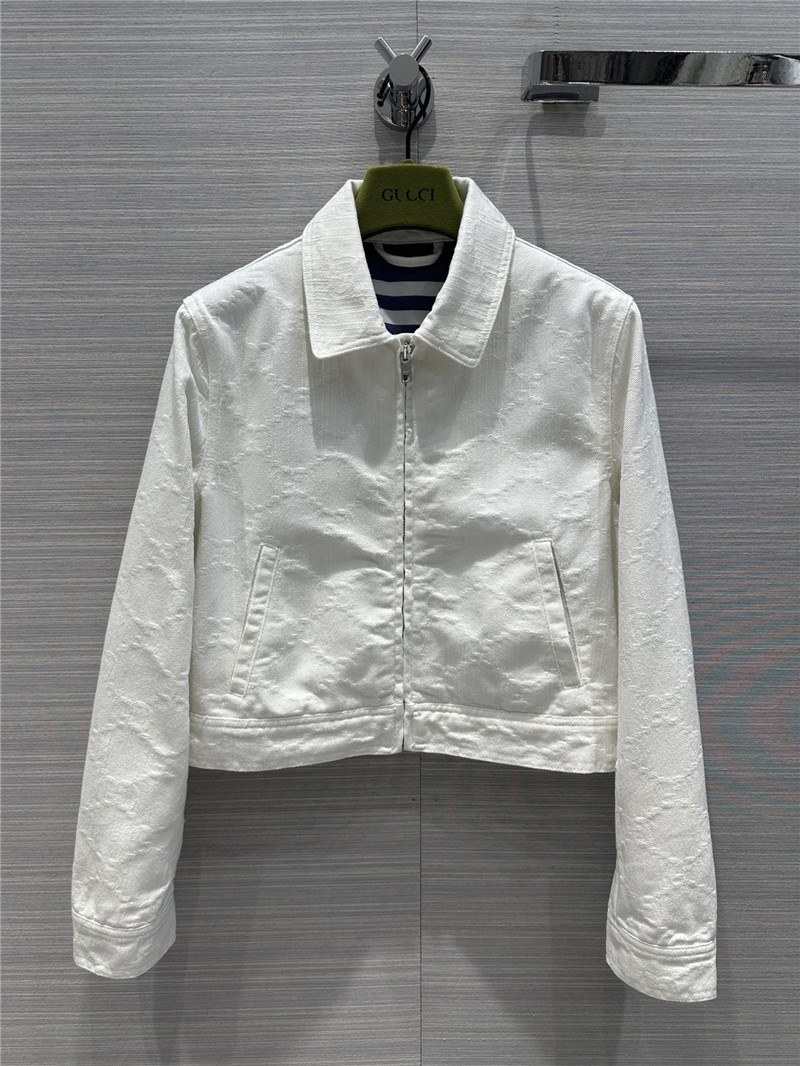 Gucci jacquard white denim jacket replica clothes