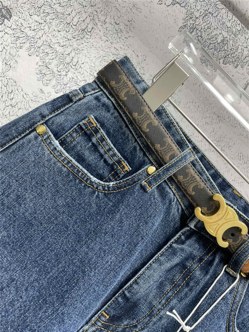 Ce1i*e arc de triomphe belt denim shorts replica clothing