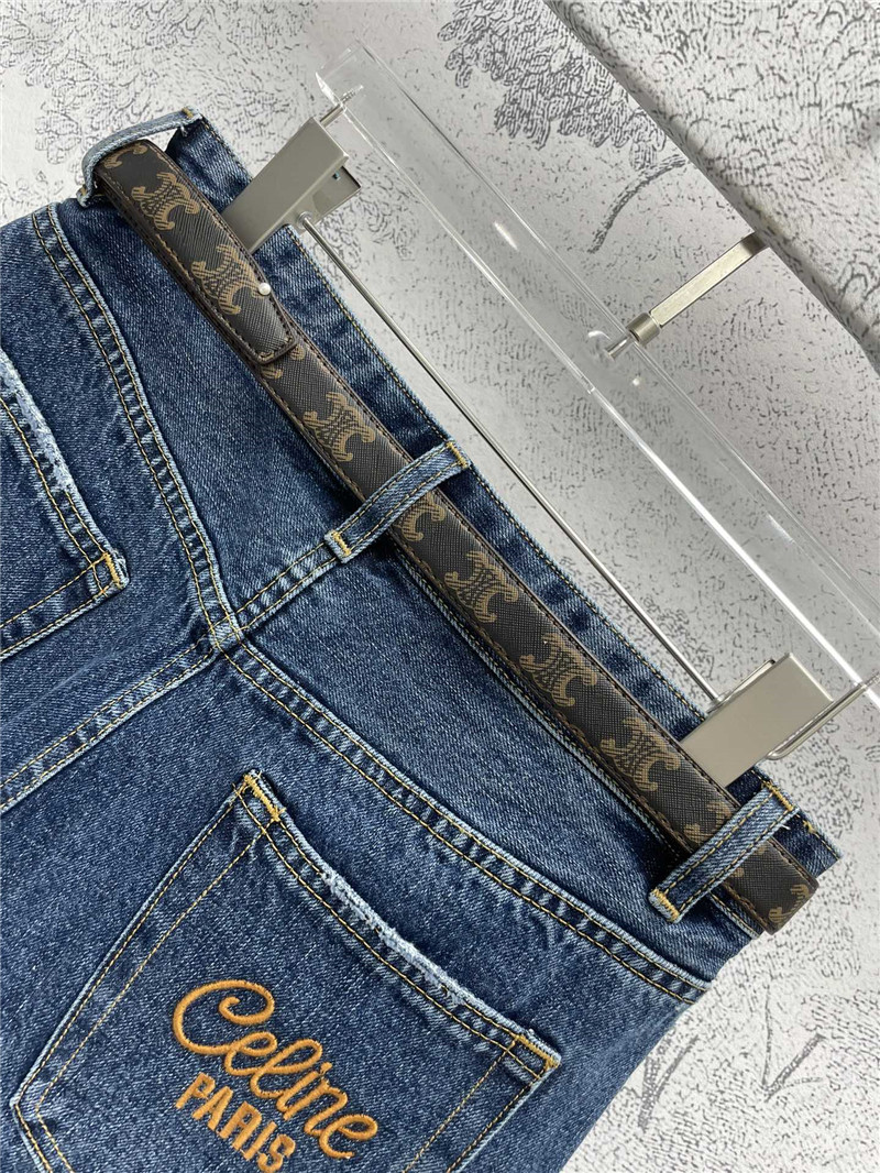 Ce1i*e arc de triomphe belt denim shorts replica clothing