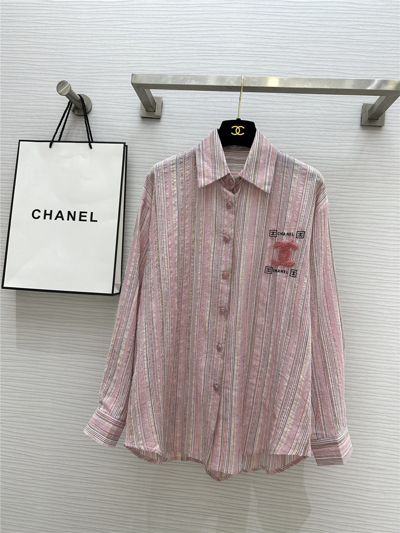 Chanel cotton and linen striped shirt replica designer clothes