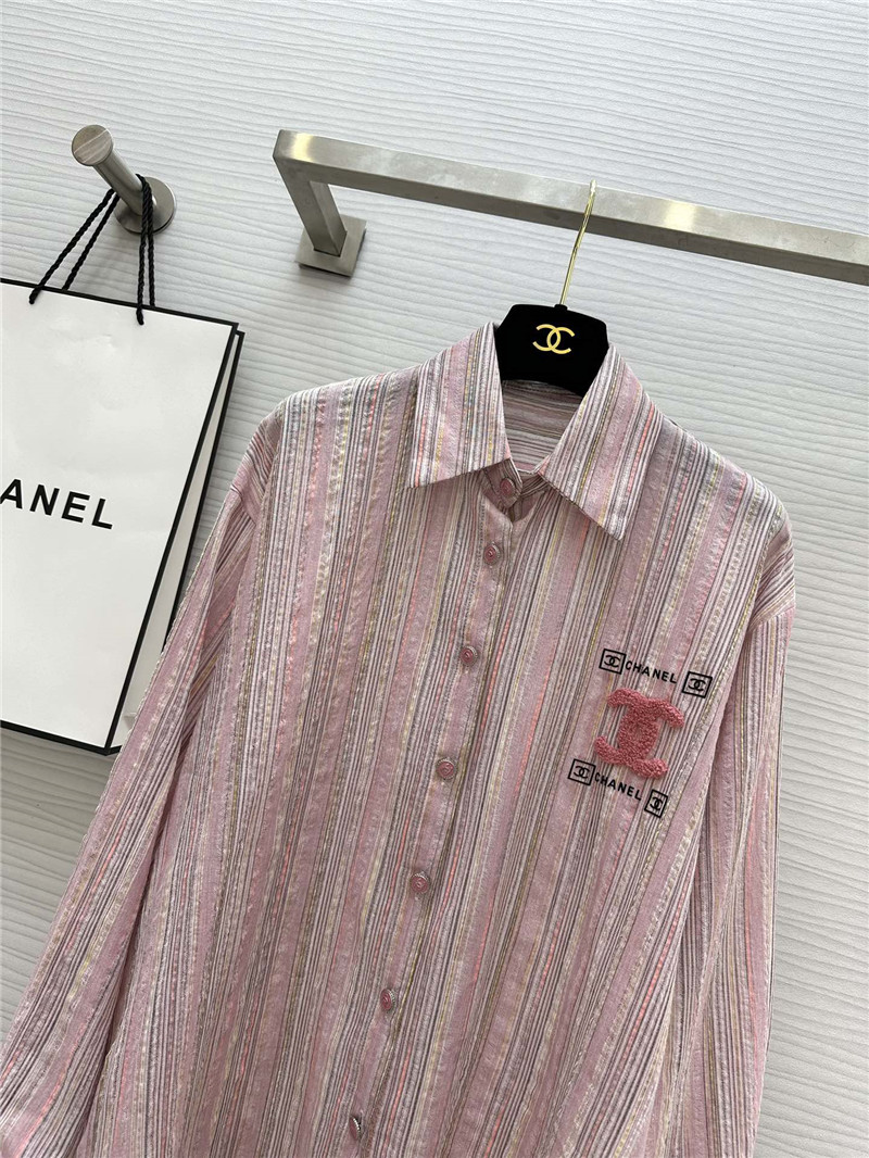 Ch**el cotton and linen striped shirt replica designer clothes
