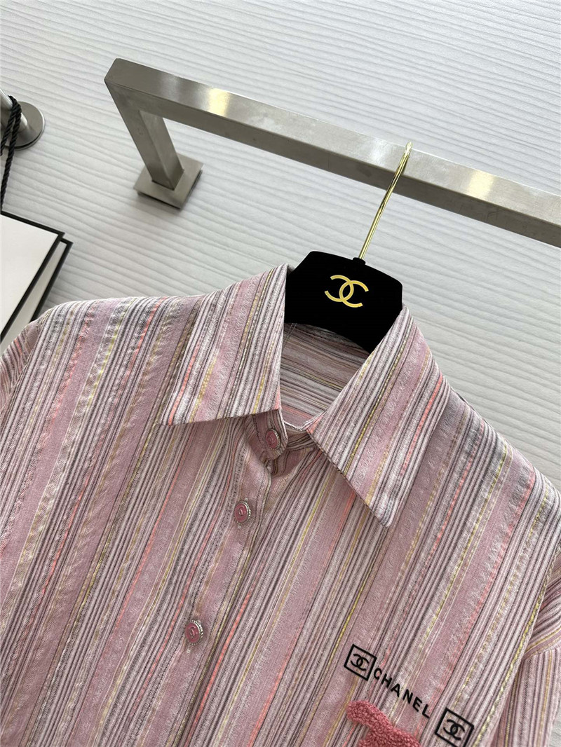 Ch**el cotton and linen striped shirt replica designer clothes