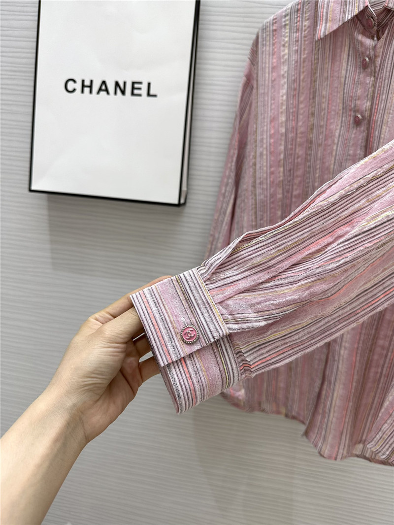 Ch**el cotton and linen striped shirt replica designer clothes