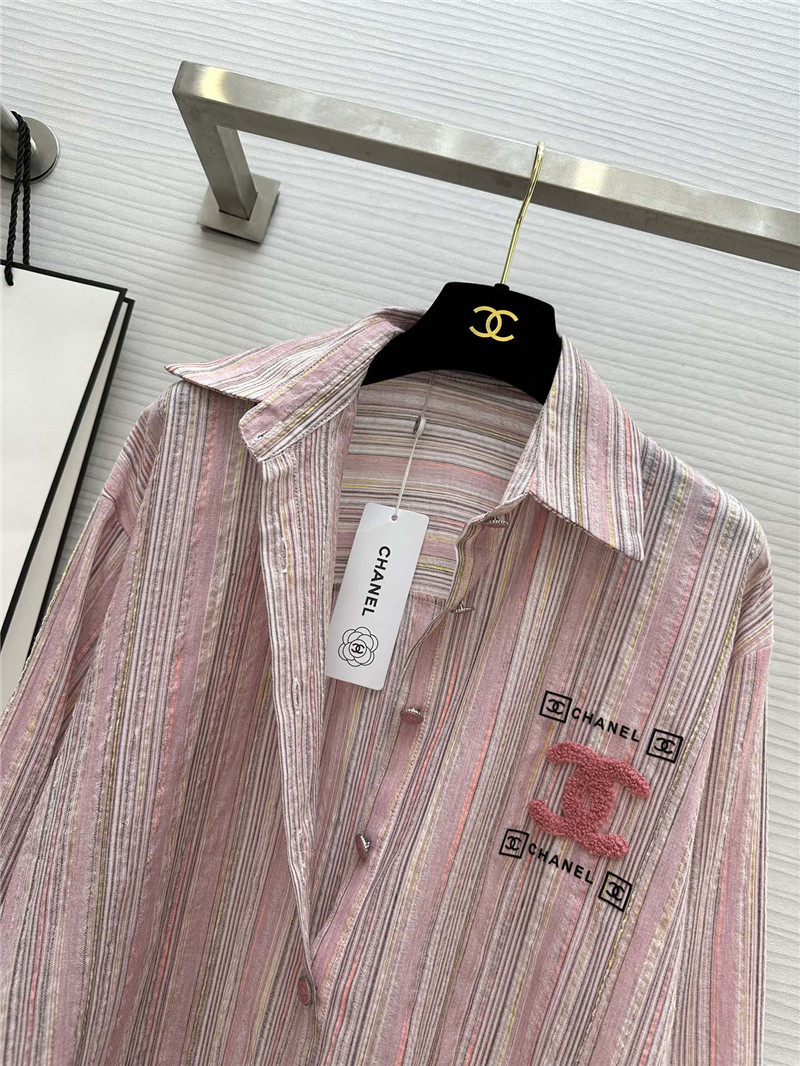 Ch**el cotton and linen striped shirt replica designer clothes