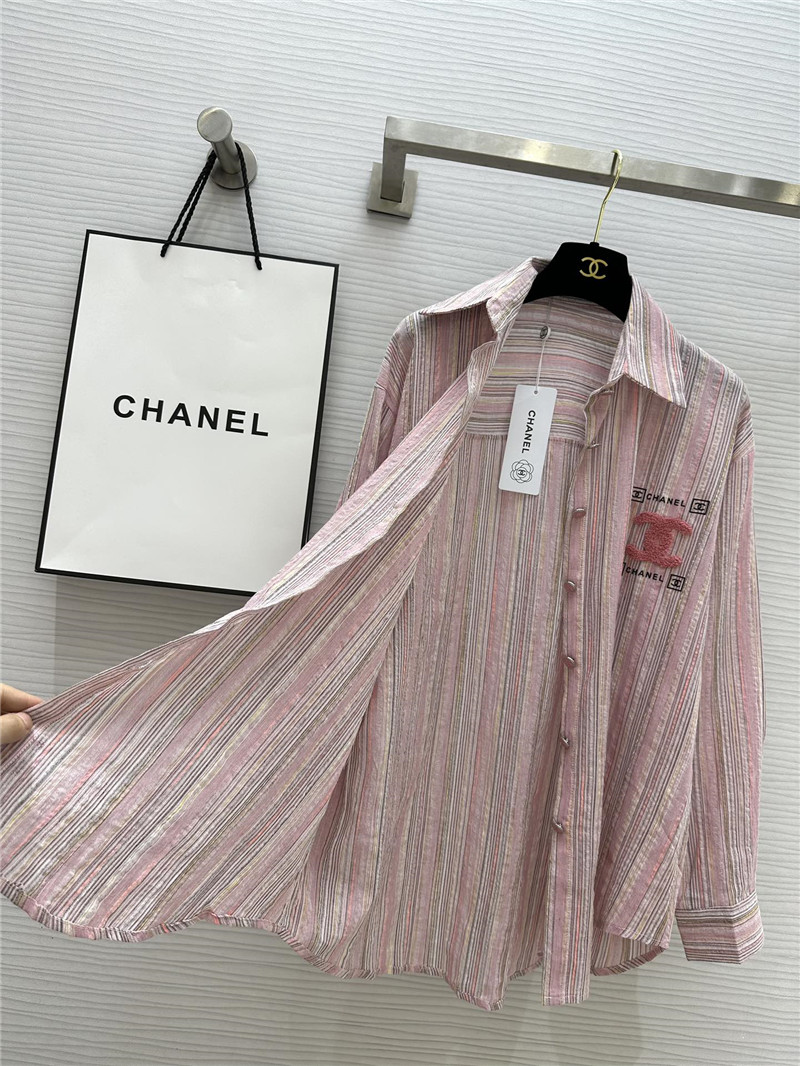 Ch**el cotton and linen striped shirt replica designer clothes