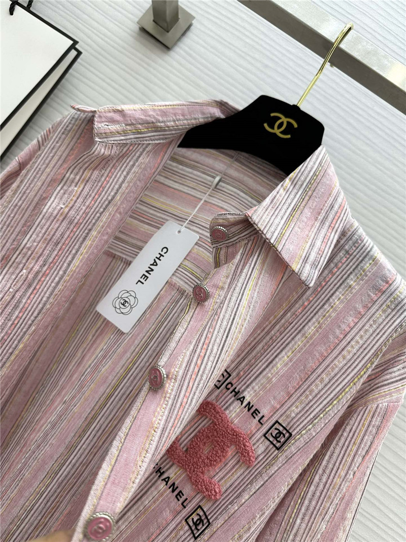 Ch**el cotton and linen striped shirt replica designer clothes