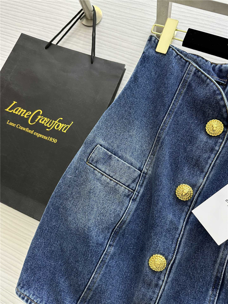 Balmain metal buckle element denim skirt replica clothes