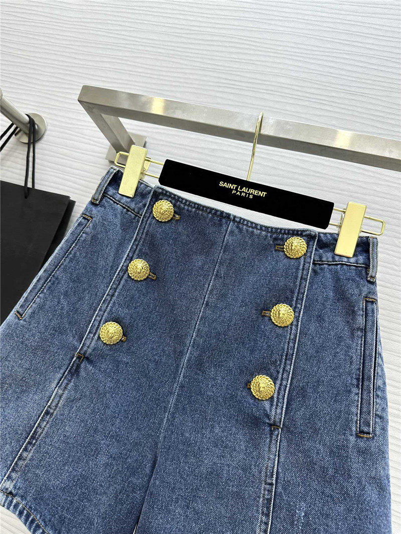 Balmain metal buckle denim shorts replica clothing