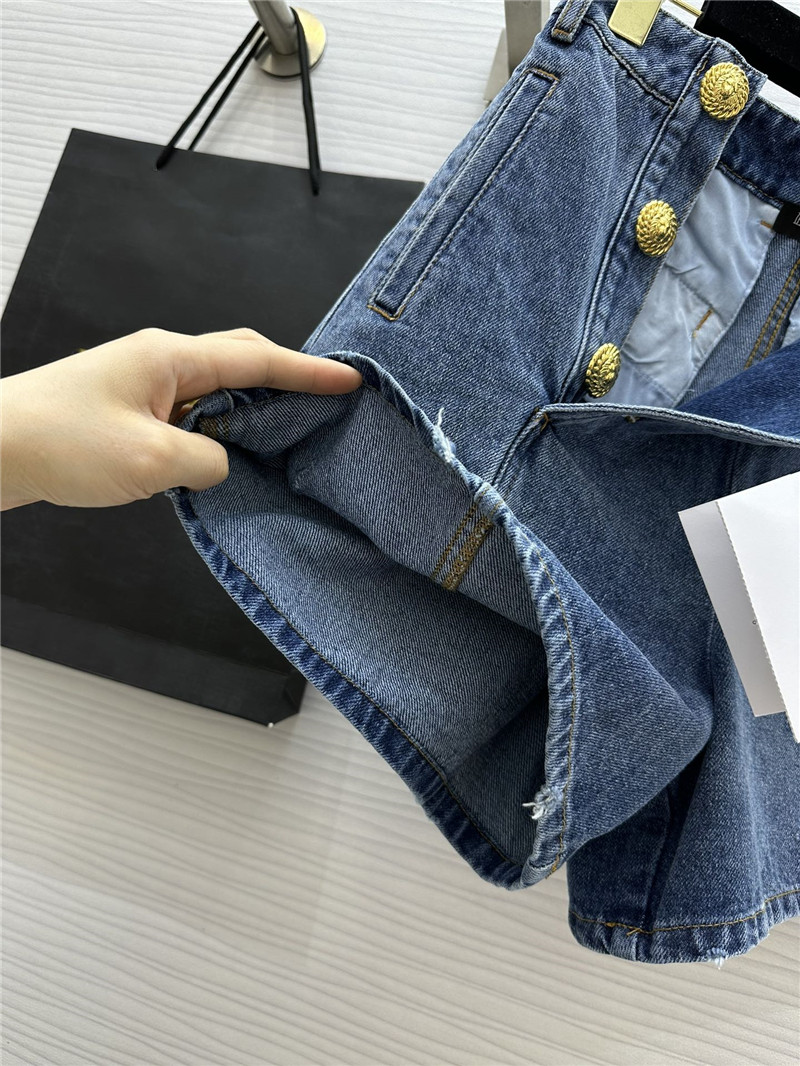 Balmain metal buckle denim shorts replica clothing