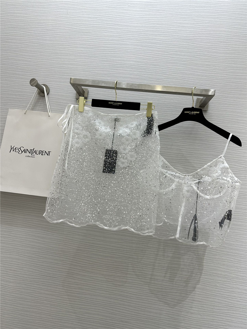 YSL camellia embroidered layered apron replicas clothes