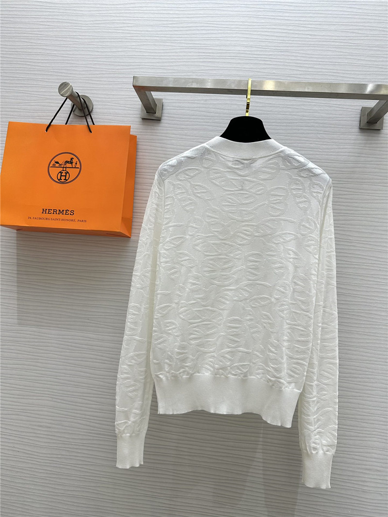 H**me5 jacquard v-neck cardigan in white