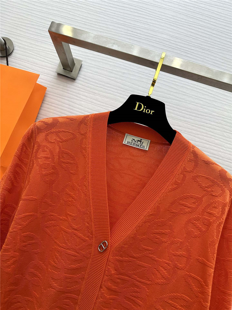 H**me5 v-neck orange monogram jacquard cardigan