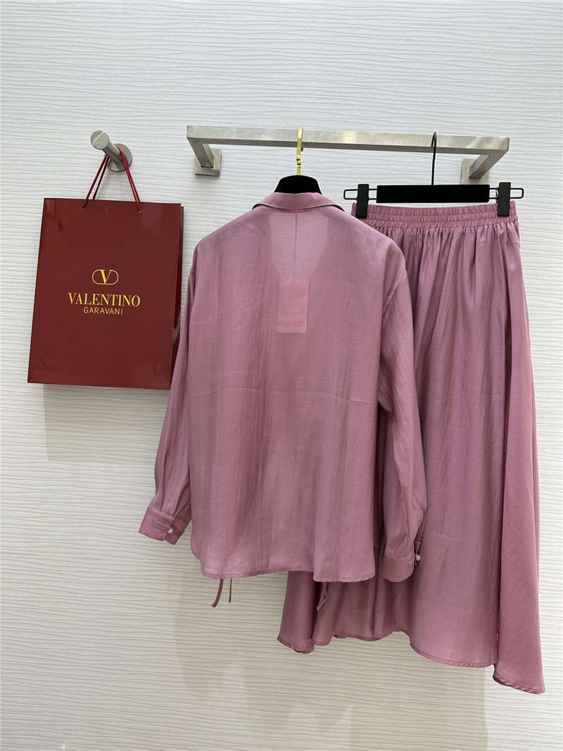 Va1e*ntin0 irregular strappy shirt + a hem skirt suit replica clothing