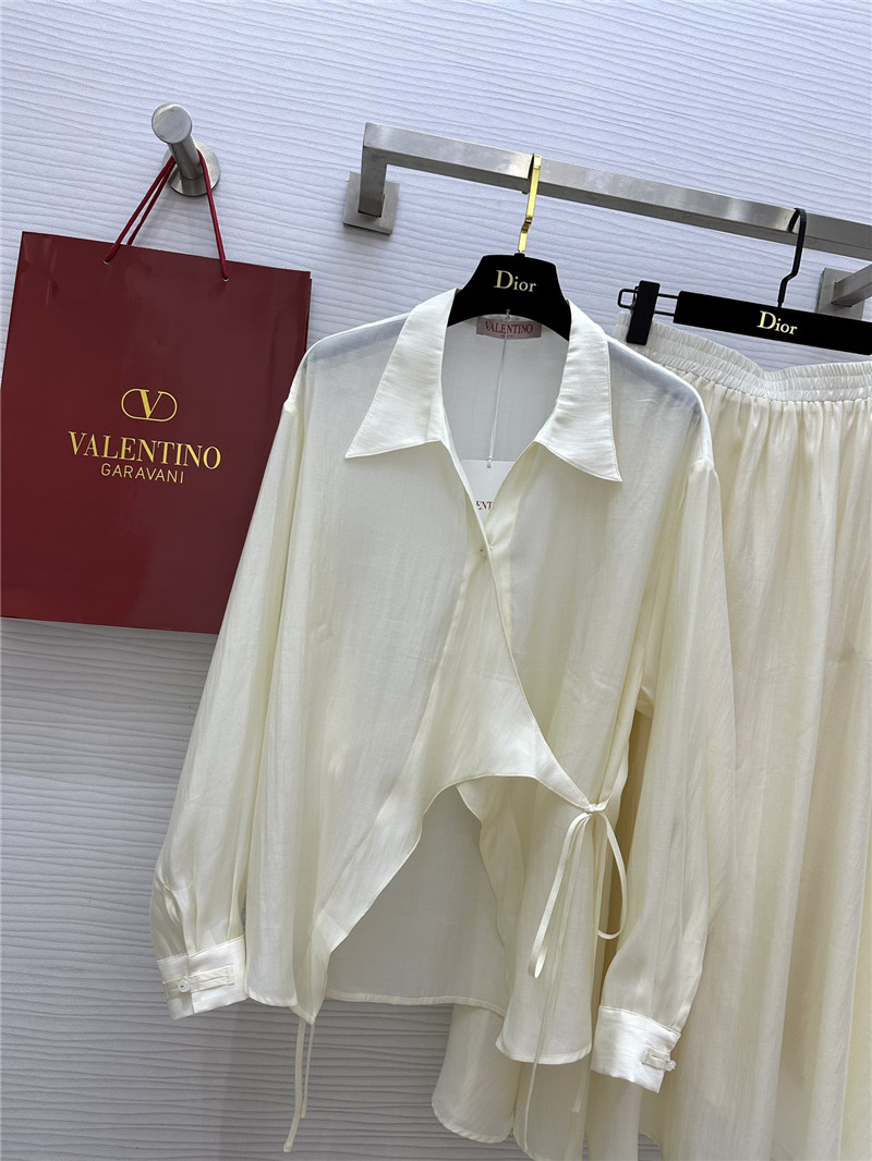 Va1e*ntin0 irregular strappy shirt + a hem skirt suit replica clothing