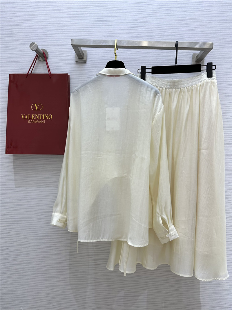 Va1e*ntin0 irregular strappy shirt + a hem skirt suit replica clothing