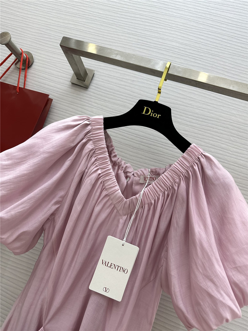 Va1e*ntin0 v-neck puff sleeve dress replica d&g clothing