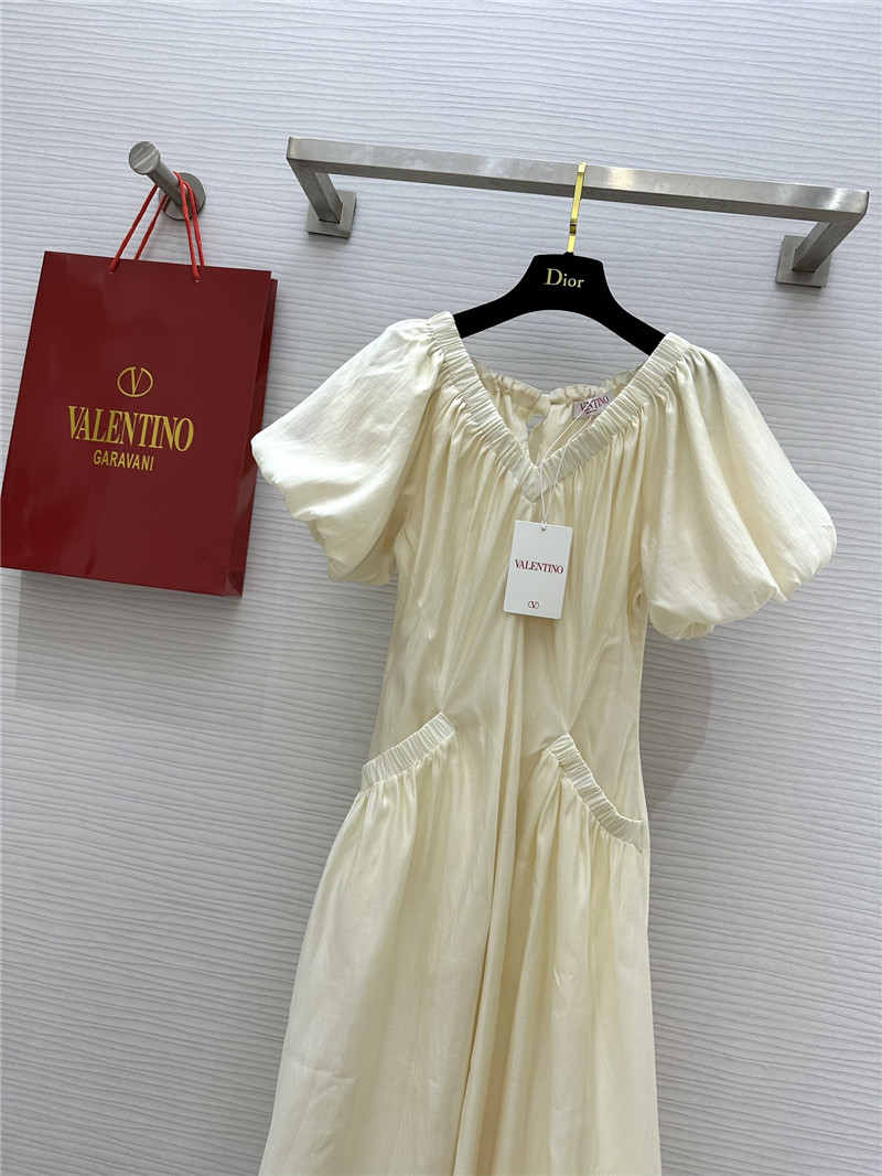 Va1e*ntin0 v-neck puff sleeve dress replica d&g clothing