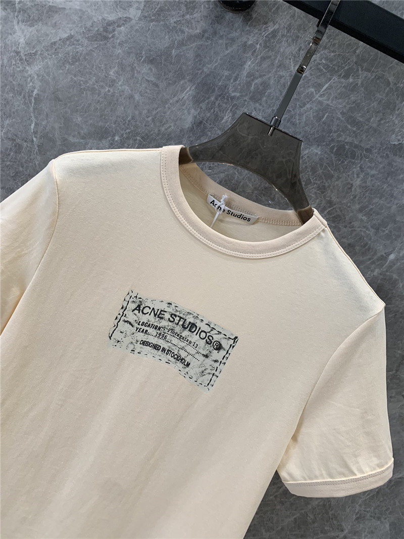 Acne Studios Beige Logo Print T-Shirt