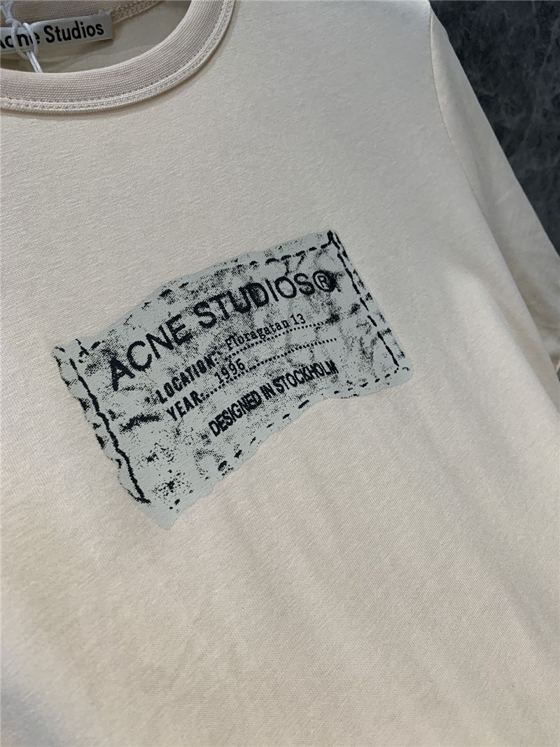 Acne Studios Beige Logo Print T-Shirt