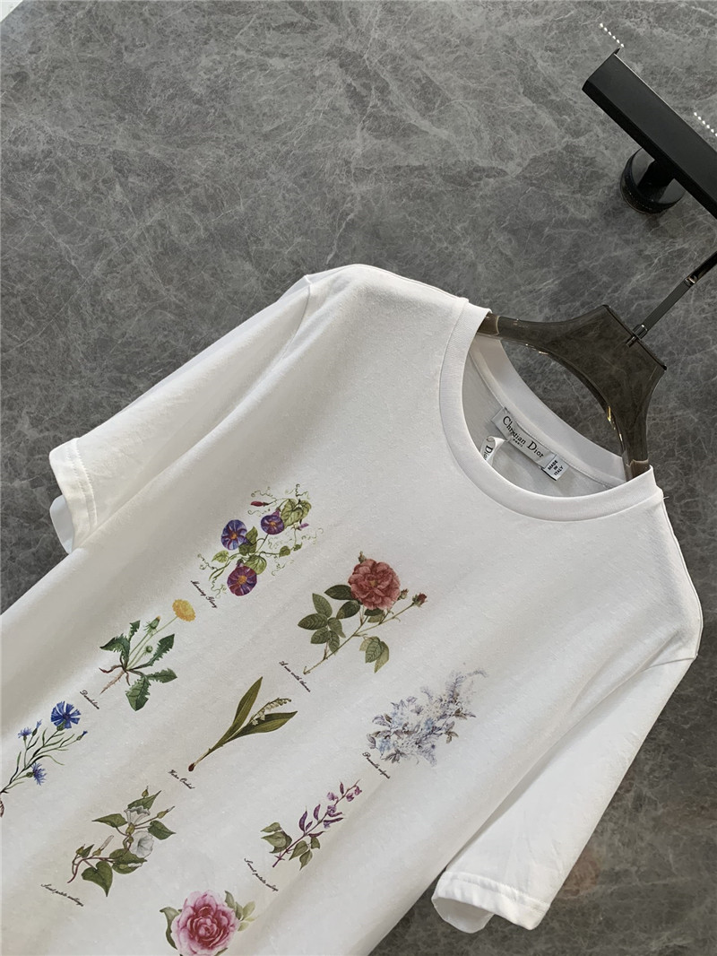 D10r botanical print round neck short-sleeved t-shirt replica clothing