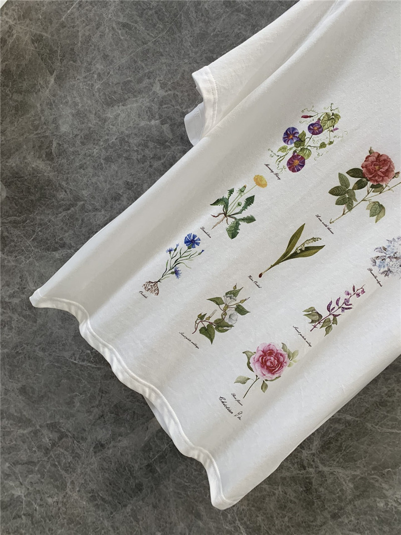 D10r botanical print round neck short-sleeved t-shirt replica clothing