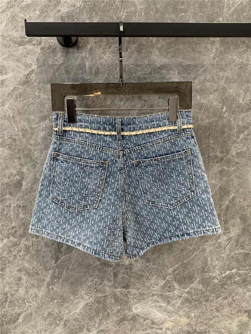 Ch**el back pocket logo denim shorts replica clothes
