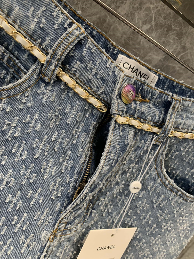 Ch**el back pocket logo denim shorts replica clothes