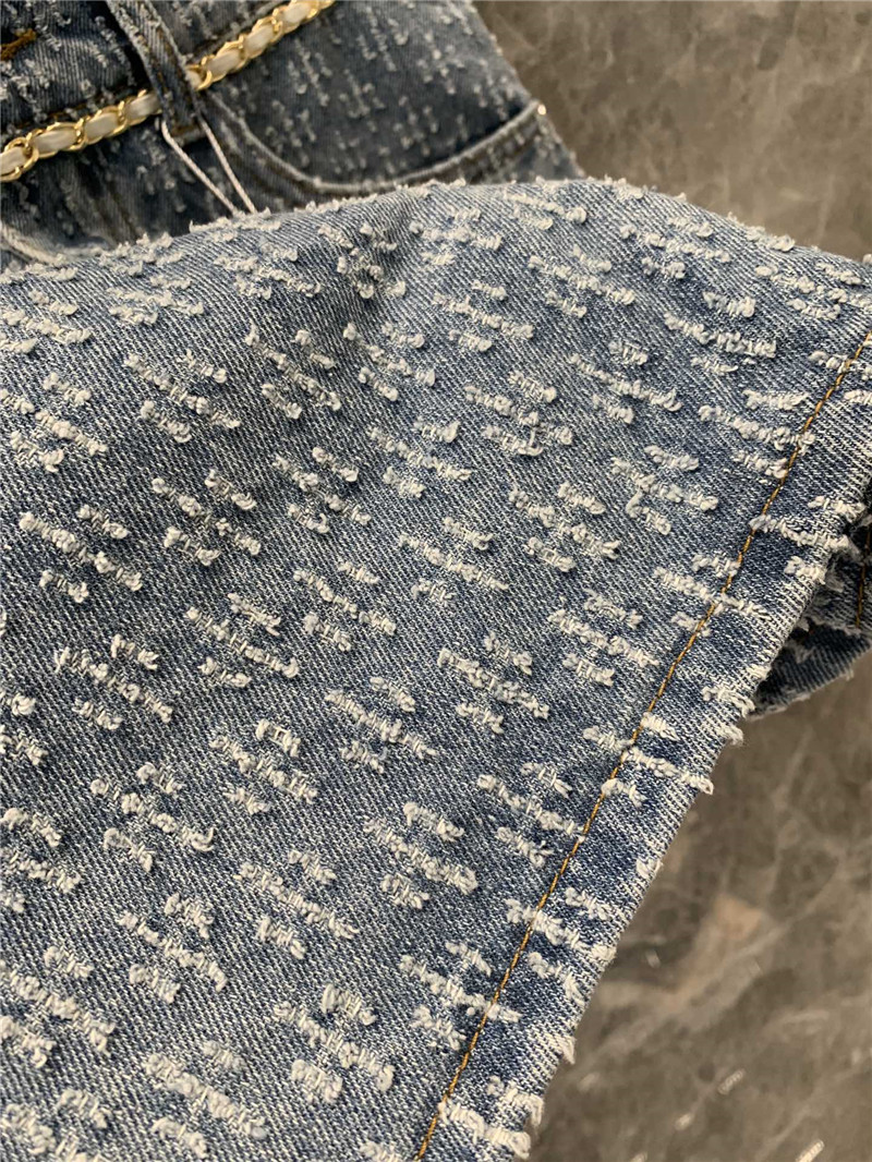 Ch**el back pocket logo denim shorts replica clothes