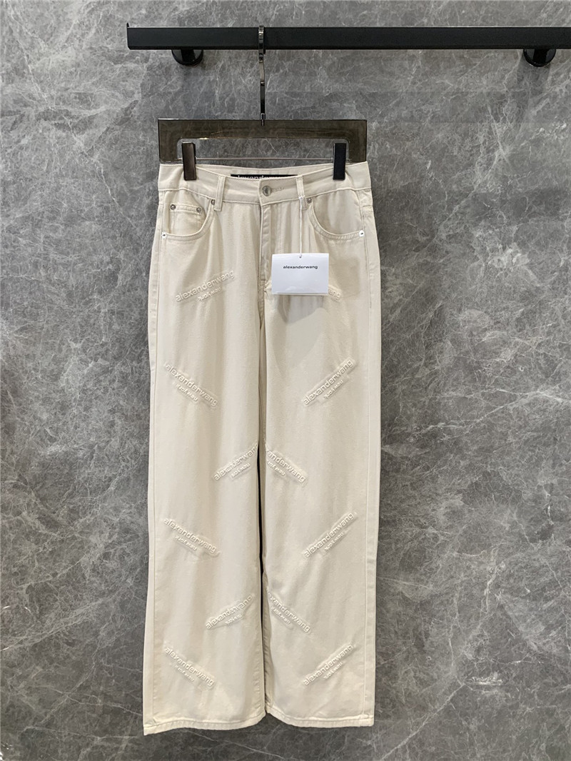 alexander wang logo letter laminated denim trousers