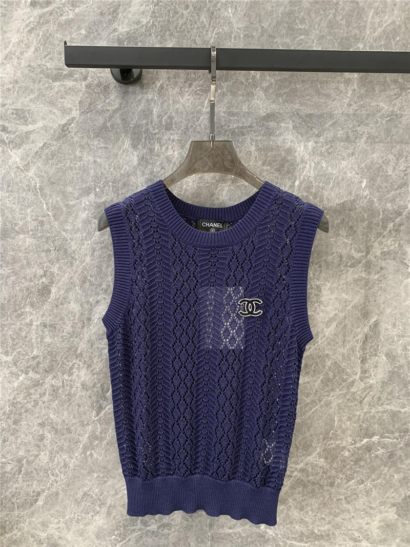 Chanel double C rhombus hollow knitted vest replica clothes
