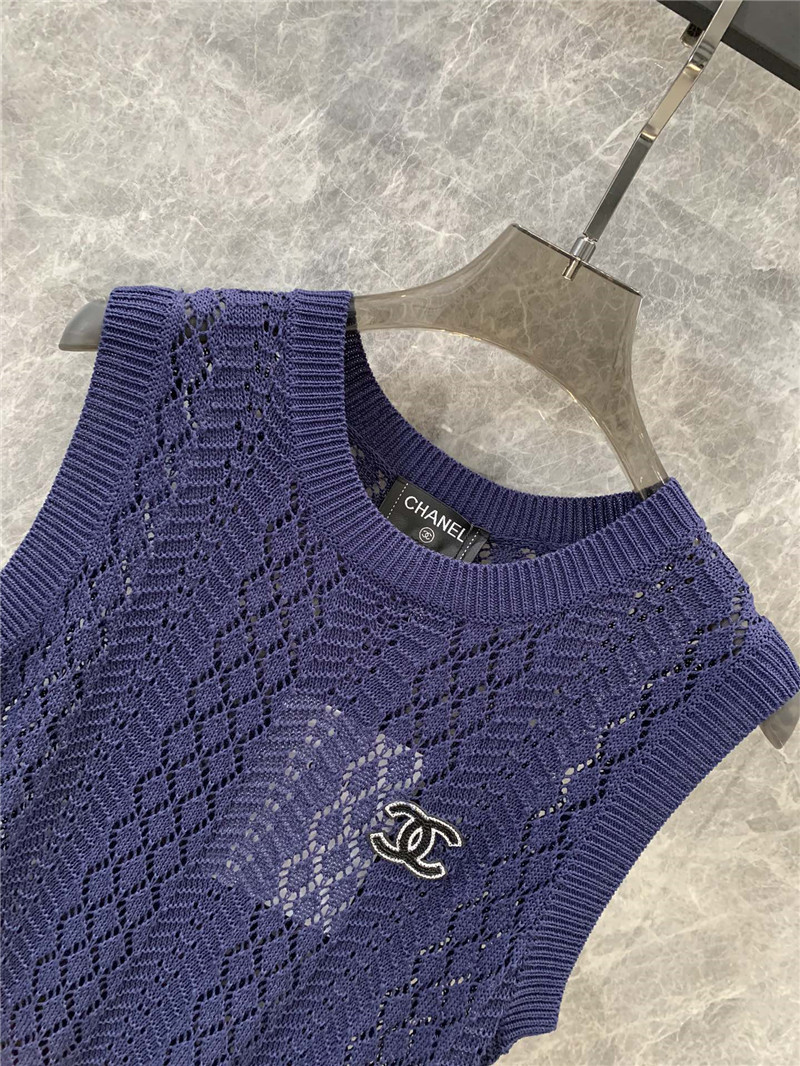 Chanel double C rhombus hollow knitted vest replica clothes