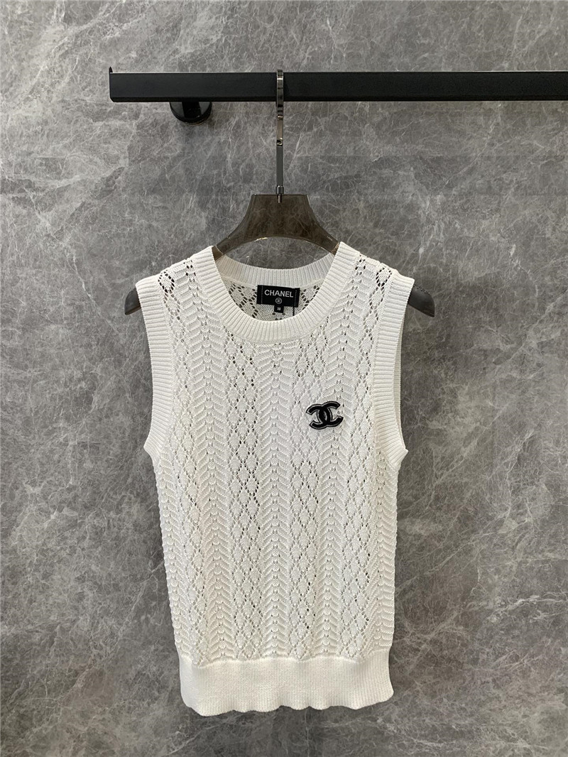 Chanel double C rhombus hollow knitted vest replica clothes