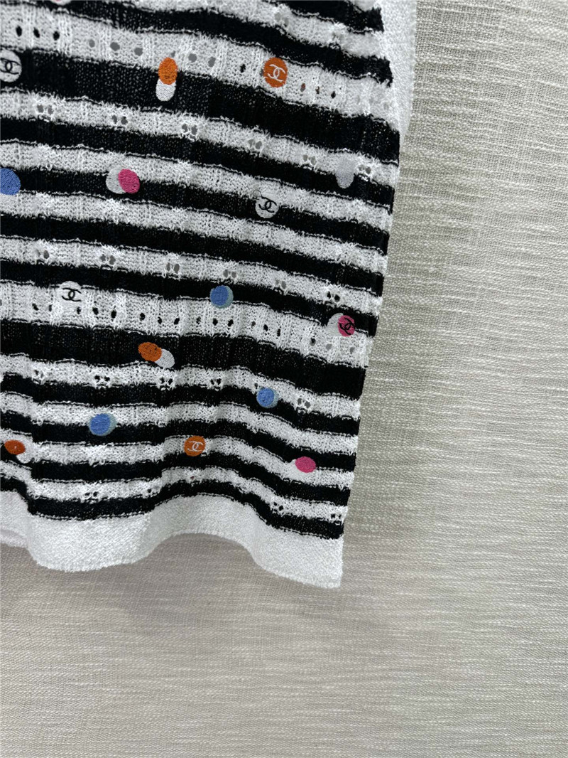 Ch**el black white striped knit tank top
