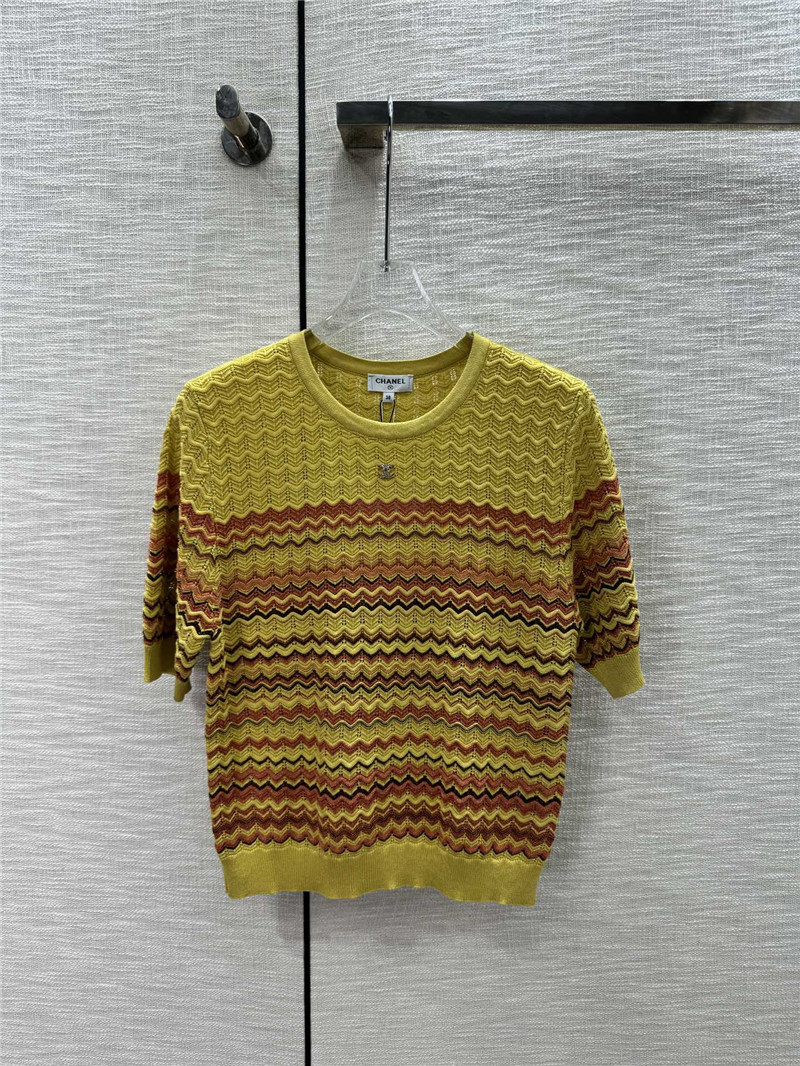 Chanel wavy knitted short sleeve replica d&g clothing