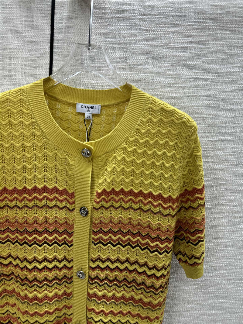 Ch**el wavy knitted short-sleeve cardigan