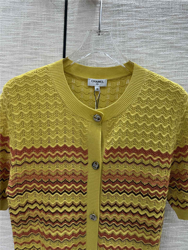 Ch**el wavy knitted short-sleeve cardigan
