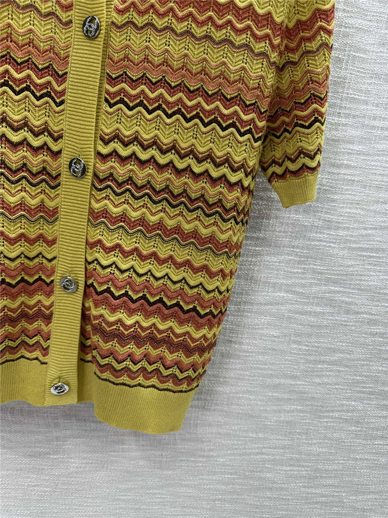 Ch**el wavy knitted short-sleeve cardigan
