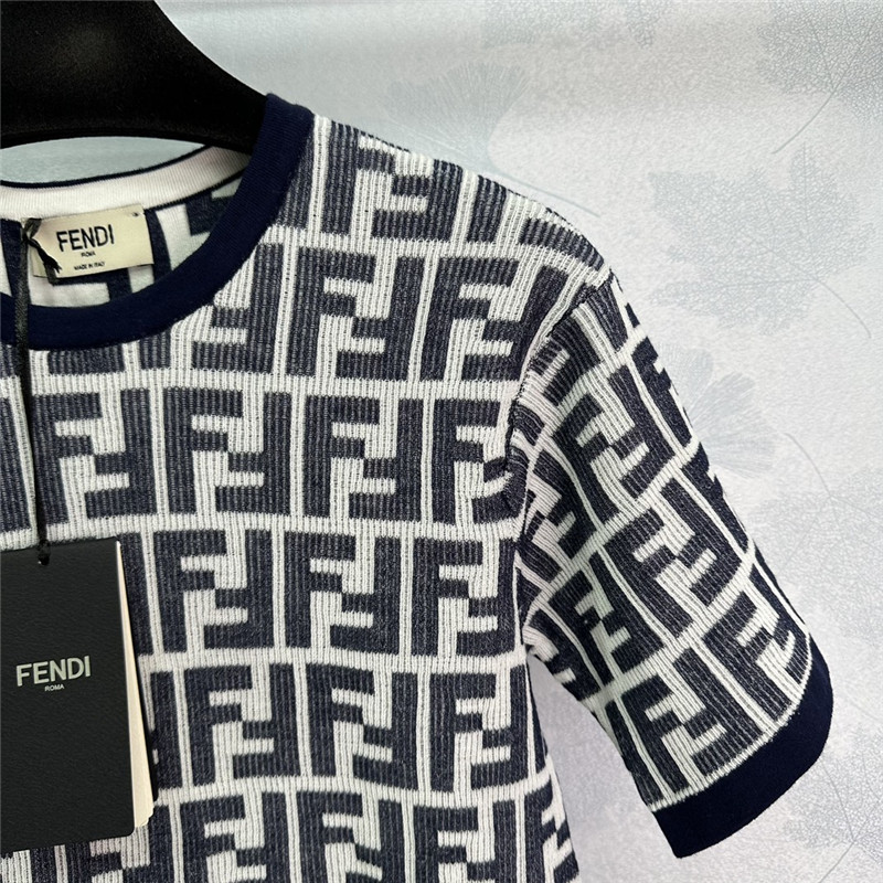 F**di knitted round neck short sleeve replica d&g clothing