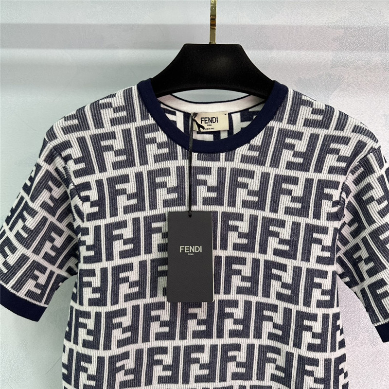 F**di knitted round neck short sleeve replica d&g clothing
