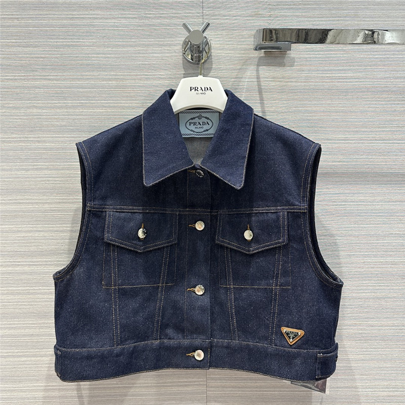 prada original color denim functional vest replica clothing