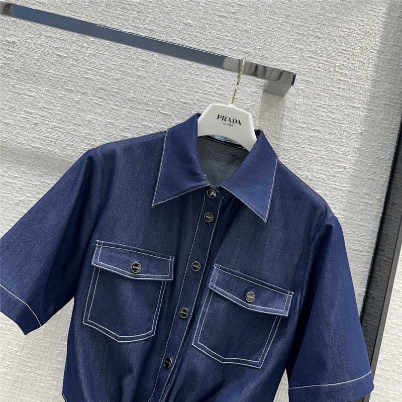 Pra*a original blue tencel denim suit replica d&g clothing