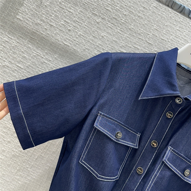 Pra*a original blue tencel denim suit replica d&g clothing