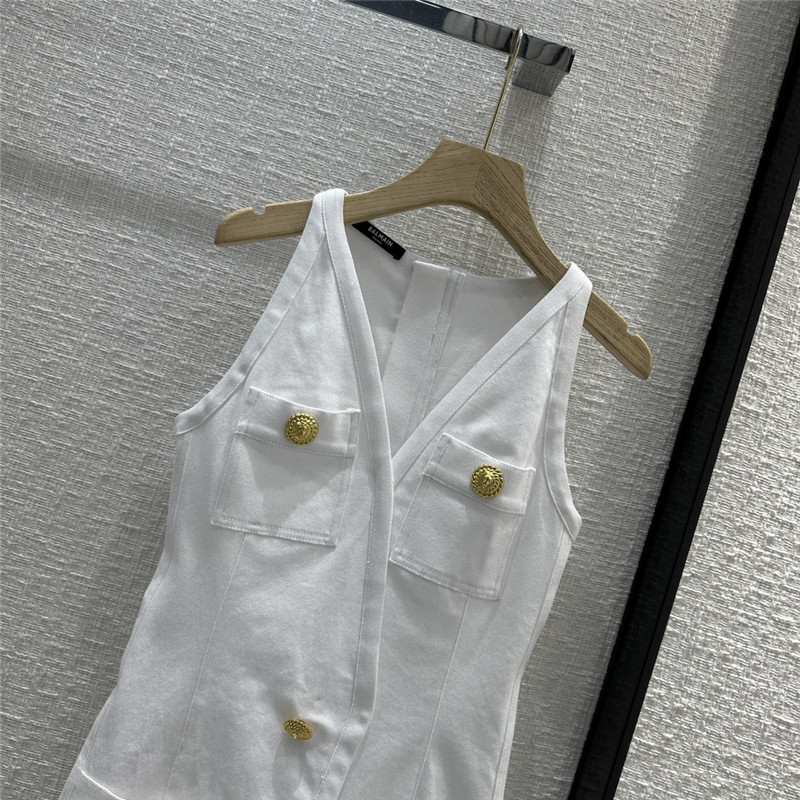 Balmain white denim buttoned dress replica clothing