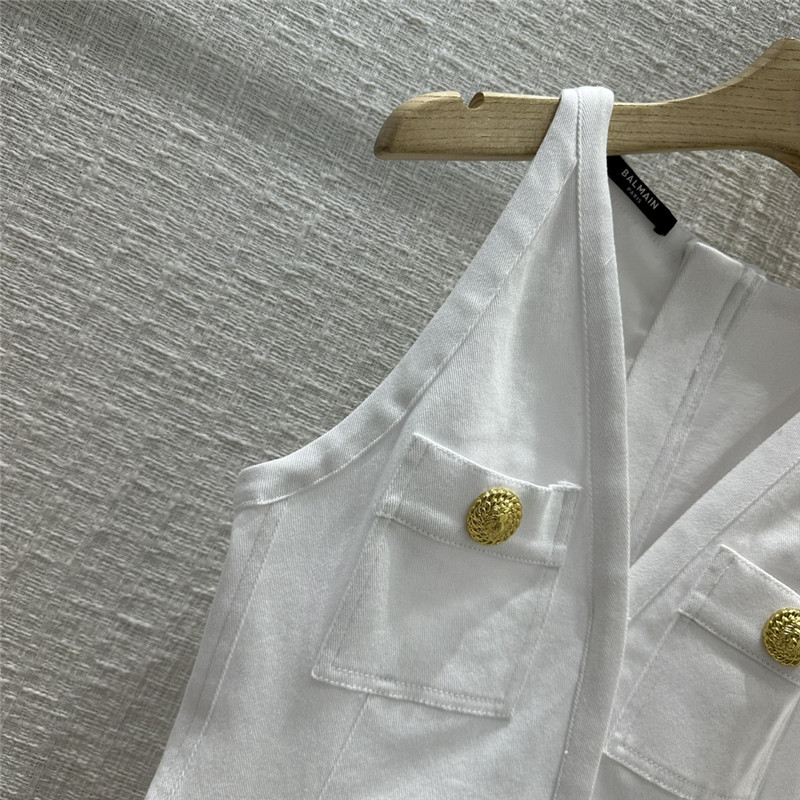 Balmain white denim buttoned dress replica clothing