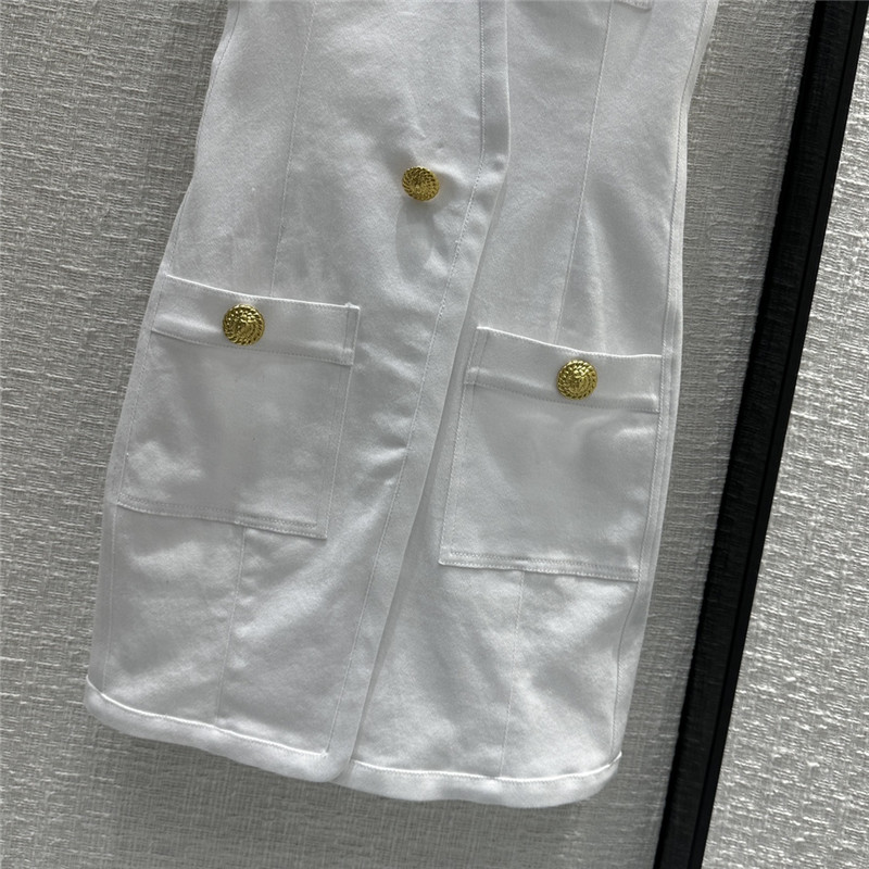 Balmain white denim buttoned dress replica clothing