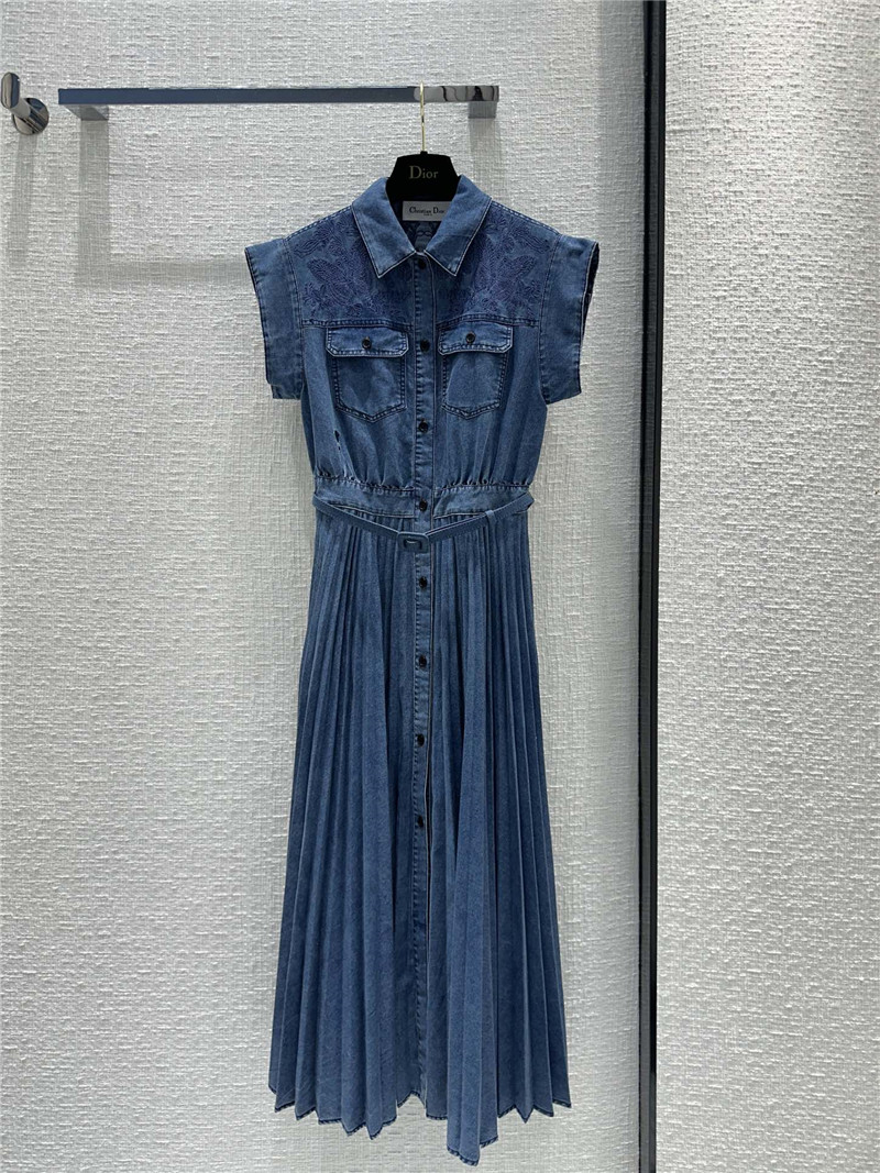 dior pleated denim skirt replica clothes