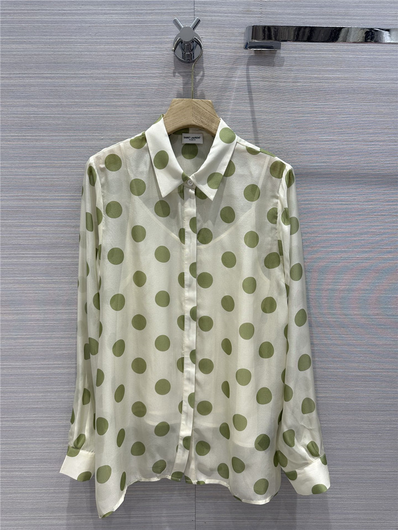 YSL polka dot silk shirt cheap replica designer clothes