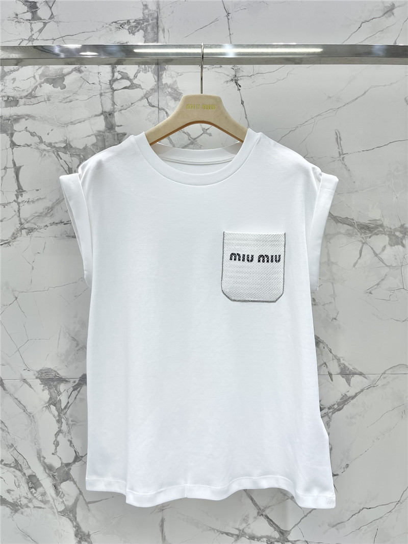 miumiu embroidered pocket sleeveless top replicas clothes